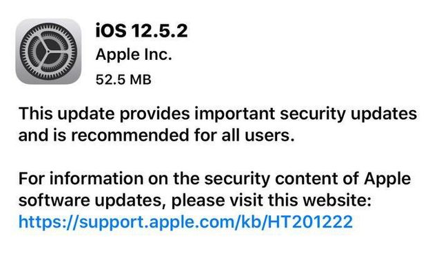 安达苹果手机维修分享iOS12.5.2发布，建议所有老苹果用户安装 